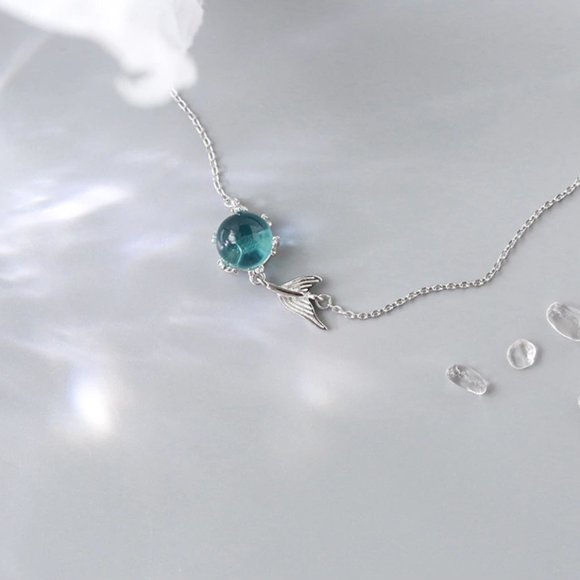 Crafted 925 Sterling Silver Ultra-light Blue Bubble Mermaid Bracelet - Picture 10 of 13